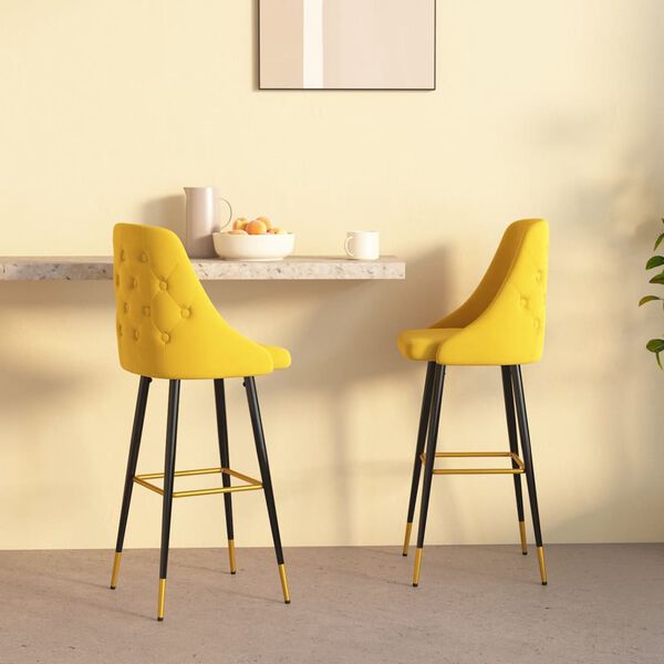 vidaXL barstole 2 stk. fl&oslash;jl sennepsgul