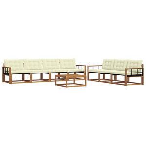 vidaXL Udend&oslash;rs sofagruppe med pude 8 pcs Naturlig og Fl&oslash;de