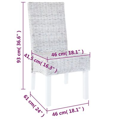 vidaXL spisebordsstole 2 stk. kubu-rattan og mangotræ lysebrun