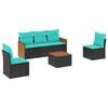 vidaXL havesofas&aelig;t med 6 hynder sort polyrattan
