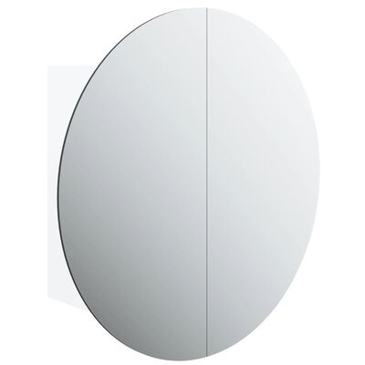 vidaXL badeværelsesskab med rundt spejl og LED-lys 47x47x17,5 cm hvid