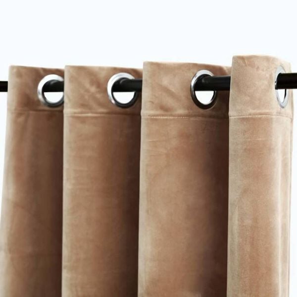 vidaXL m&oslash;rkl&aelig;gningsgardiner 2 stk. med ringe 140 x 175 cm fl&oslash;jl beige