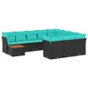 vidaXL sofas&aelig;t til haven 11 dele med hynder polyrattan sort