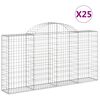 vidaXL buede gabionkurve 25 stk. 200x30x100/120 cm galvaniseret jern