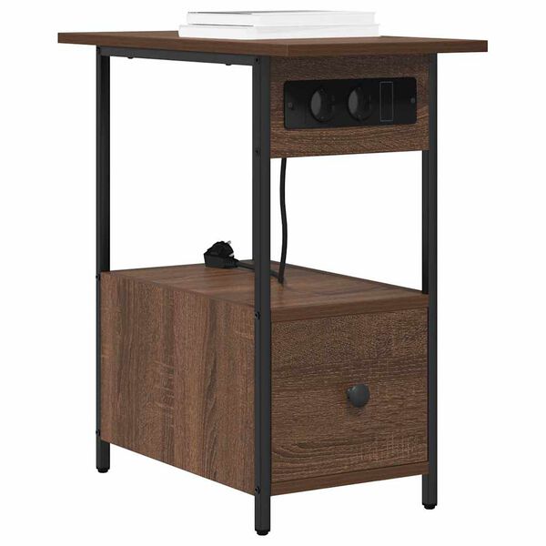 vidaXL Natskab med skuffe Brun eg 60 x 30 x 61 cm Konstrueret tr&aelig;