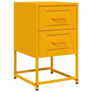 vidaXL sengebord 36x39x60,5 cm st&aring;l sennepsgul