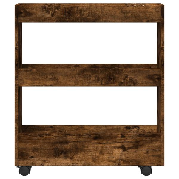 vidaXL smal opbevaringsvogn 3 hylder konstrueret tr&aelig; r&oslash;get egetr&aelig;