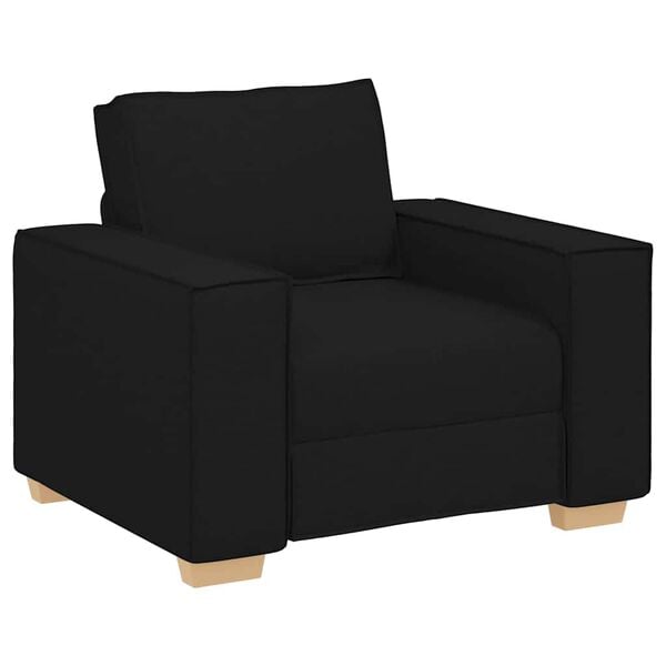 vidaXL Sofa 3 pcs Sort 220 x 80 x 84 cm Linned-blandet stof