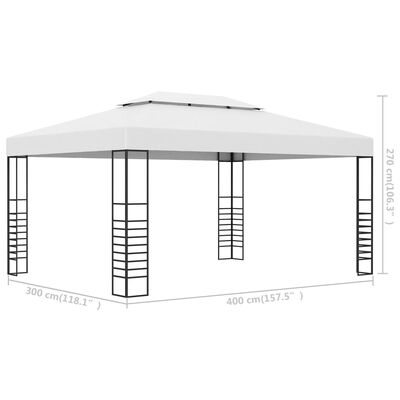 vidaXL havepavillon 4x3x2,7 m pulverlakeret stål hvid