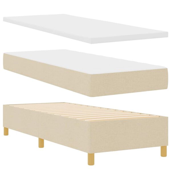 vidaXL Box spring seng med madras Creme 80 x 200 cm Stof