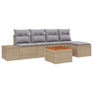 vidaXL Havesofa S&aelig;t med opbevaring 6 pcs Beige og lys gr&aring; polyrattan