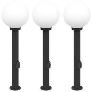 vidaXL pullertlamper med stikkontakt 3 stk. 80 cm sort IP44