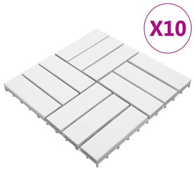 vidaXL terrassefliser 10 stk. 30x30 cm massivt akacietræ hvid