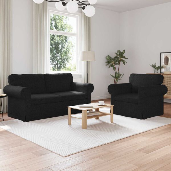 vidaXL Sofa S&aelig;t 2 pcs Sort 175 x 82 x 80 cm Stof