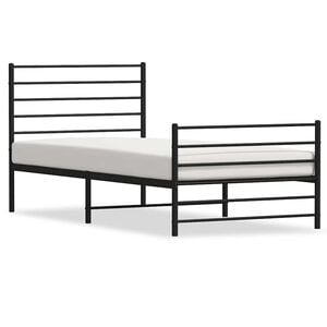 vidaXL sengeramme med sengegavl og fodg&aelig;rde 80x200 cm metal sort