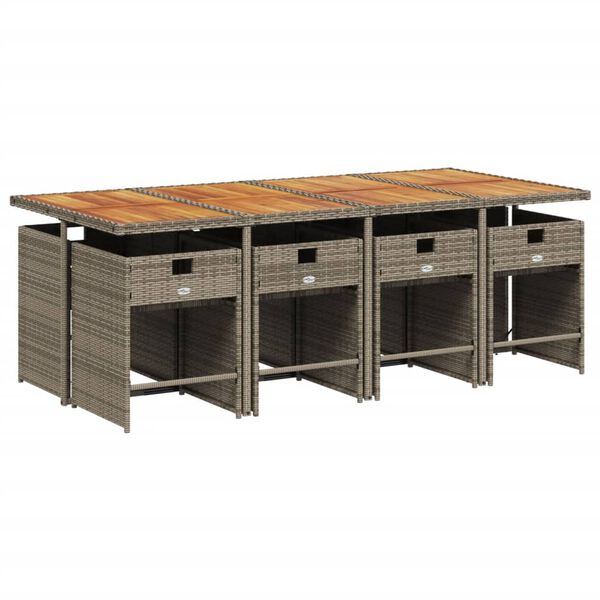 vidaXL spisebordss&aelig;t til haven 9 dele med hynder polyrattan gr&aring;