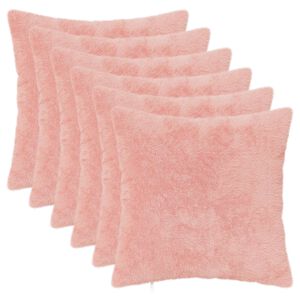 vidaXL Pudebetr&aelig;k 6 stk. HEERLEN Lyser&oslash;d 30 x 30 cm Faux Kanin Pels