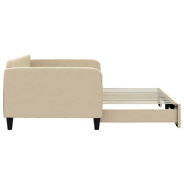 vidaXL daybed med udtr&aelig;k 100x200 cm stof cremefarvet