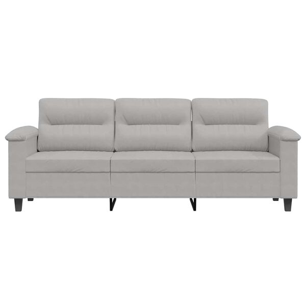 vidaXL 3-personers sofa 180 cm mikrofiberstof lysegr&aring;
