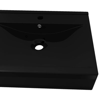 vidaXL keramisk firkantet håndvask m. hanehul 60x46 cm