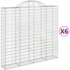 vidaXL buede gabionkurve 6 stk. 200x50x180/200 cm galvaniseret jern