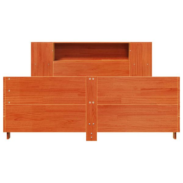 vidaXL sengeramme uden madras 140x200 cm massivt fyr gyldenbrun