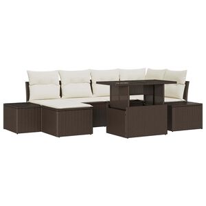 vidaXL Havesofa S&aelig;t med pude 7 pcs Brun og cremefarvet