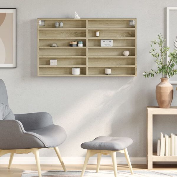 vidaXL vitrineskab 100x8,5x58 cm konstrueret tr&aelig; sonoma-eg