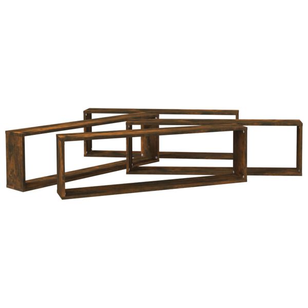 vidaXL væghylder 4 stk. 100x15x30 cm konstrueret træ røget egetræ