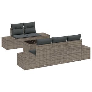 vidaXL Havesofa S&aelig;t med pude 6 pcs Gr&aring; polyrattan
