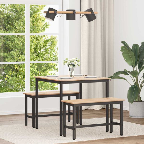 vidaXL Spisebord Naturfarvet 80 x 80 x 75 cm Massiv fyrretr&aelig;