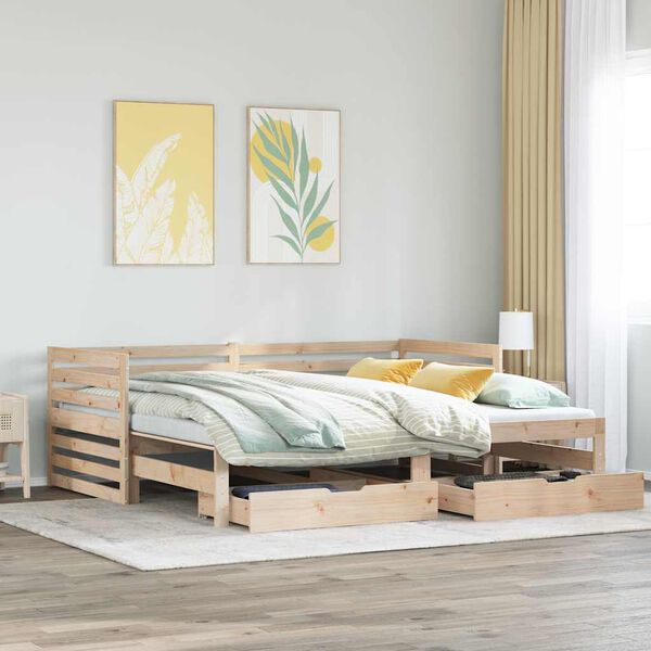 vidaXL daybed med skuffer 90x200 cm massivt fyrretr&aelig;