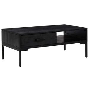 vidaXL sofabord 90x50x35 cm massivt fyrretr&aelig; sort
