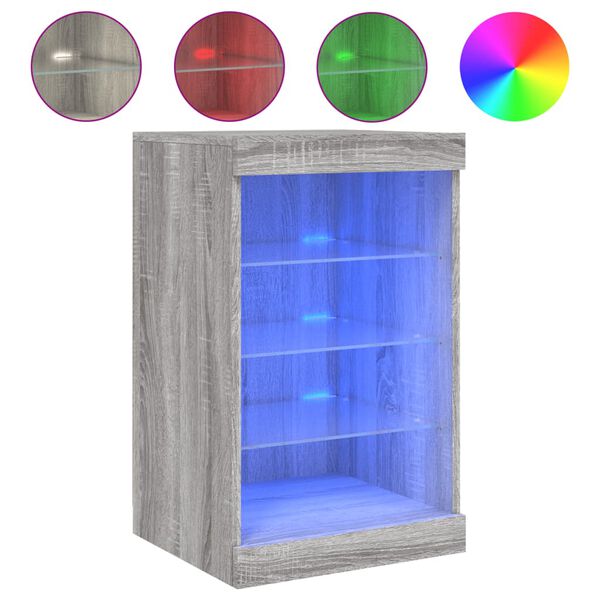 vidaXL sk&aelig;nk med LED-lys 41x37x67 cm gr&aring; sonoma-eg