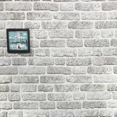 vidaXL 3D-vægpaneler 11 stk. murstensdesign EPS lysegrå