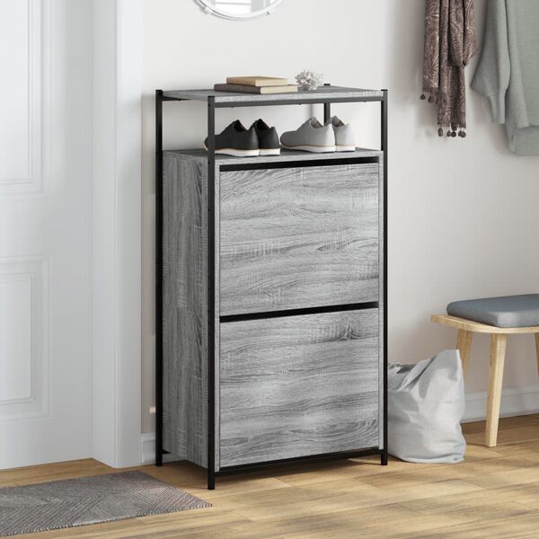 vidaXL skoreol 60x34x112 cm konstrueret træ grå sonoma-eg