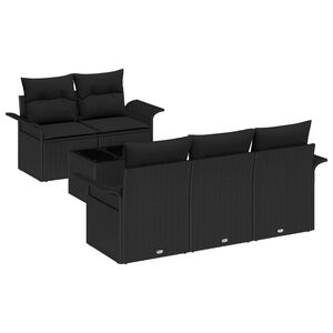 vidaXL Sofa S&aelig;t med pude 6 pcs Sort polyrattan