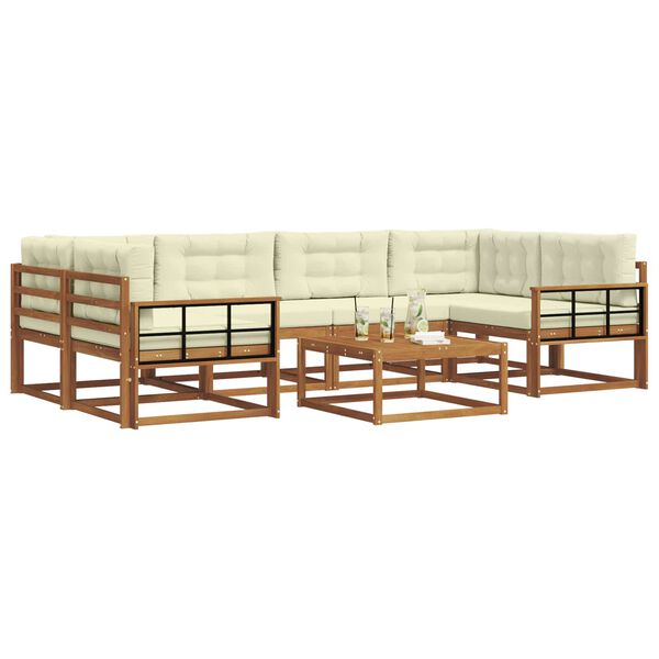 vidaXL Udend&oslash;rs sofagruppe med pude 7 pcs Naturlig og Fl&oslash;de