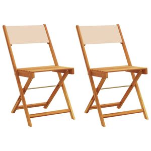 vidaXL Klapstole 2 stk. beige massivt tr&aelig; akacie og stof