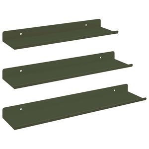vidaXL Sv&aelig;vende hylde 3 pcs Oliven gr&oslash;n 40 x 9 x 2,5 cm St&aring;l