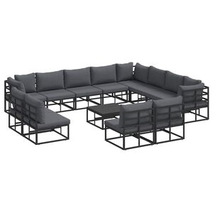 vidaXL Havesofa S&aelig;t med pude 13 pcs Sort Aluminium