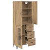 vidaXL Highboard Artisan Egetr&aelig; 69,5 x 34 x 180 cm Konstrueret tr&aelig;
