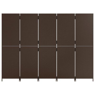 vidaXL rumdeler 5 paneler polyrattan brun