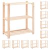 vidaXL reoler 10 stk. 3 hylder 80x38x90 cm massivt fyrretr&aelig; 150 kg