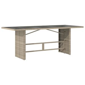 vidaXL havebord med glastop 190x80x74 cm polyrattan lysegr&aring;