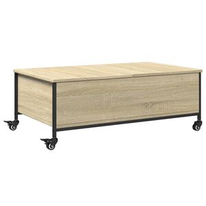 vidaXL sofabord med hjul 91x55x34 cm konstrueret tr&aelig; sonoma-eg