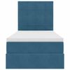 vidaXL Seng med opbevaring og madras M&oslash;rk bl&aring; 100 x 200 cm Fl&oslash;jl