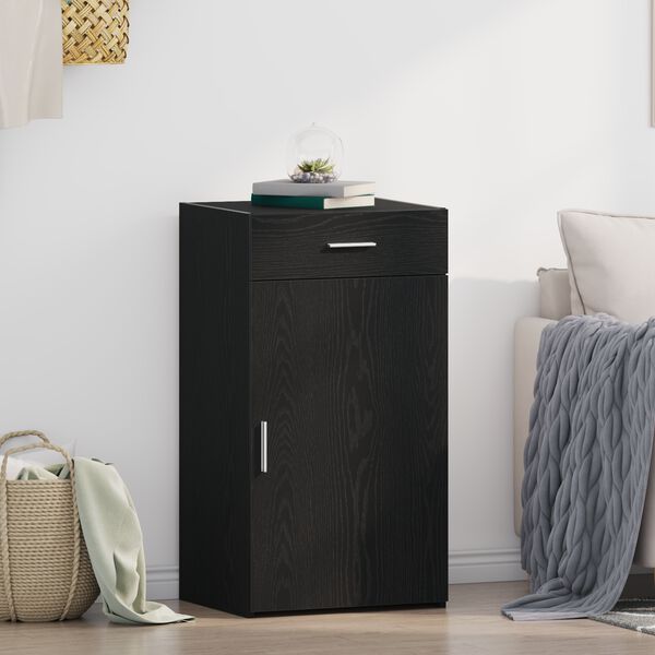 vidaXL Sideboard med skuffe Sort eg 50 x 42,5 x 93 cm