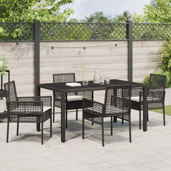 vidaXL Have Spisebordss&aelig;t 5 pcs Sort polyrattan