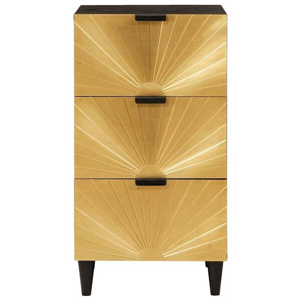 vidaXL Sideboard Sort og Guld 40 x 33 x 75 cm Massivt mangotræ